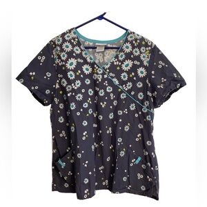 Floral Print Women's Scrub Top